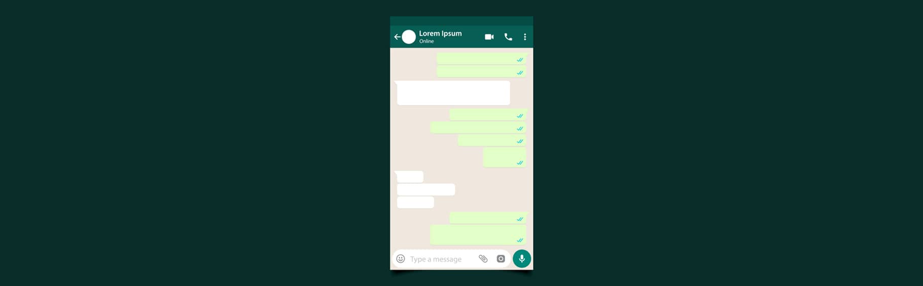 Mock-up of a WhatsApp messaging screen.