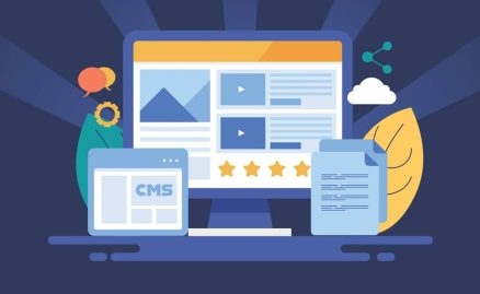 Graphic depicting web design and content management systems.