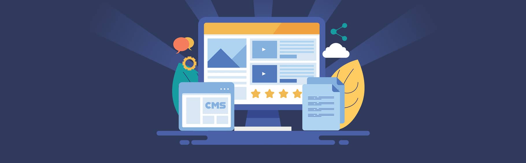 Graphic depicting web design and content management systems.