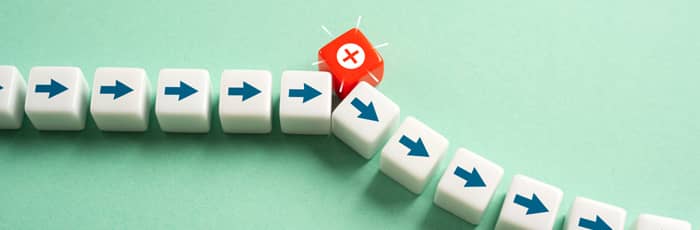 Graphic of a selection of arrows going down after an error.